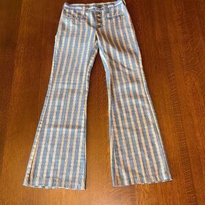 Vintage 1960s 70s Lady Wrangler Striped Patch Pocket Flare Pants Hippie Western